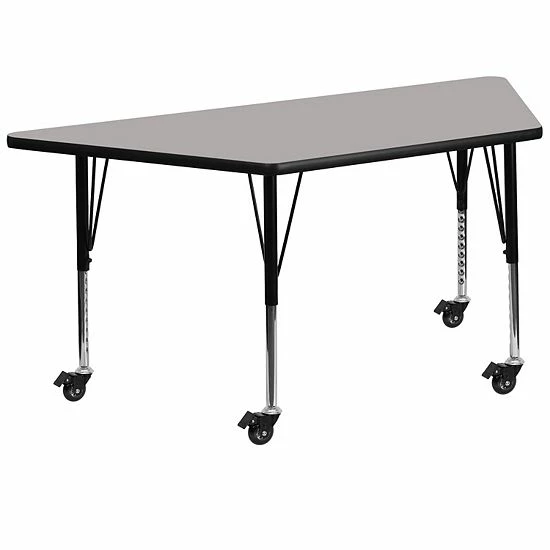 Emma+Oliver Emma And Oliver Mobile Trapezoid Oak HP Laminate Preschool Activity Table Gray 5 Emma+Oliver Emma And Oliver Mobile Trapezoid Oak HP Laminate Preschool Activity Table Gray - Image 5