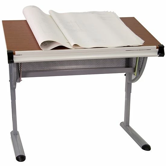 Emma+Oliver Emma And Oliver Adjustable Drawing And Drafting Table With Pewter Frame 1 Emma+Oliver Emma And Oliver Adjustable Drawing And Drafting Table With Pewter Frame