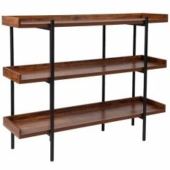 Emma+Oliver Emma And Oliver 3 Shelf 35"H Storage Display Unit Bookcase In Rustic Wood Grain Finish