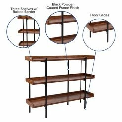 Emma+Oliver Emma And Oliver 3 Shelf 35"H Storage Display Unit Bookcase In Rustic Wood Grain Finish -Emma+Oliver shop unnamed file 5098