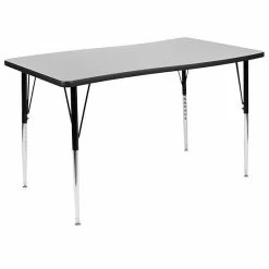 Emma+Oliver Emma And Oliver 28"W X 47.5"L Rectangular Wave Flexible Collaborative Oak Adjustable Height Activity Table Grey -Emma+Oliver shop unnamed file 5109