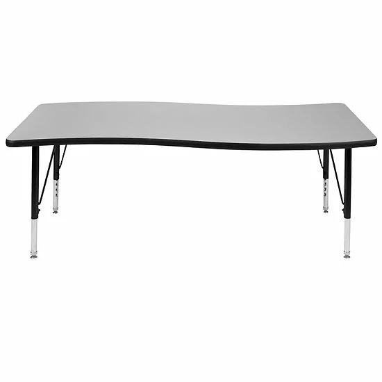 Emma+Oliver Emma and Oliver 26"W x 60"L Rectangular Wave Flexible Collaborative Grey Kids Adjustable Activity Table Oak Emma+Oliver Emma And Oliver 26"W X 60"L Rectangular Wave Flexible Collaborative Grey Kids Adjustable Activity Table Oak -Emma+Oliver shop unnamed file 5118