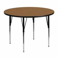 Emma+Oliver Emma And Oliver 48" Round Grey Thermal Laminate Adjustable Activity Table Oak -Emma+Oliver shop unnamed file 5126