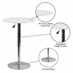 Emma+Oliver Emma And Oliver 23.75" Round 26.25" - 35.75 Adjustable Height White Wood Table -Emma+Oliver shop unnamed file 5163