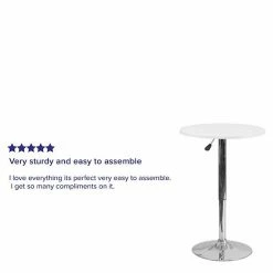 Emma+Oliver Emma And Oliver 23.75" Round 26.25" - 35.75 Adjustable Height White Wood Table -Emma+Oliver shop unnamed file 5165