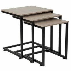 Emma+Oliver Emma And Oliver Sonoma Oak Wood Grain Finish Nesting Tables With Cantilever Base
