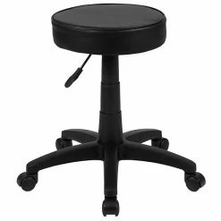 Emma+Oliver Emma And Oliver Black Adjustable Doctors Stool On Wheels With Ergonomic Molded Seat