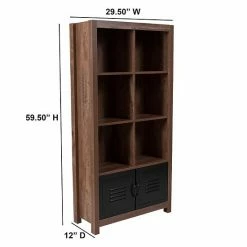 Emma+Oliver Emma And Oliver 59.5"H 6 Cube Storage Organizer Bookcase In Crosscut Oak Wood Grain Finish -Emma+Oliver shop unnamed file 5216