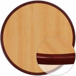 Emma+Oliver Emma And Oliver 24" Round 2-Tone High-Gloss Cherry / Mahogany Resin Table Top