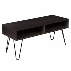 Emma+Oliver Emma And Oliver Driftwood Wood Grain Finish TV Stand With Black Metal Legs