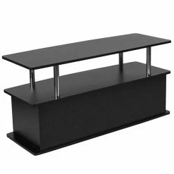 Emma+Oliver Emma And Oliver Black TV Stand With Shelves, Cabinet And Stainless Steel Tubing -Emma+Oliver shop unnamed file 5297