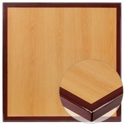 Emma+Oliver Emma And Oliver 24" Square 2-Tone High-Gloss Cherry / Mahogany Resin Table Top