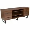 Emma+Oliver Emma And Oliver Three Shelf And Four Drawer TV Stand In Rustic Wood Grain Finish
