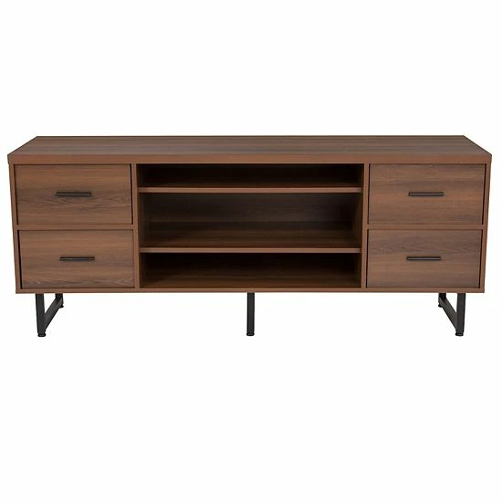 Emma+Oliver Emma and Oliver Three Shelf and Four Drawer TV Stand in Rustic Wood Grain Finish Emma+Oliver Emma And Oliver Three Shelf And Four Drawer TV Stand In Rustic Wood Grain Finish -Emma+Oliver shop unnamed file 5307