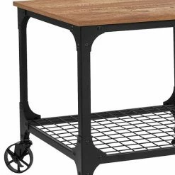 Emma+Oliver Emma And Oliver Industrial Rustic Wood Grain Kitchen Bar Cart W/ Wire Rack Bottom -Emma+Oliver shop unnamed file 5313