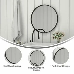 Emma+Oliver Emma And Oliver Edirne 27.5" Round Wall Mirror With Black Metal Frame, Silver Backing For Clarity And Shatterproof Glass For Entryways, Bathrooms & More -Emma+Oliver shop unnamed file 532