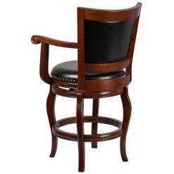 Emma+Oliver Emma And Oliver 26"H Cherry Wood Panel Back Swivel Counter Stool With Arms 3 Emma+Oliver Emma And Oliver 26"H Cherry Wood Panel Back Swivel Counter Stool With Arms -Emma+Oliver shop unnamed file 5350