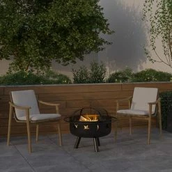 Emma+Oliver Emma And Oliver 29" Round Wood Burning Sun & Moon Cutout Outdoor Firepit With Mesh Spark Screen -Emma+Oliver shop unnamed file 5371
