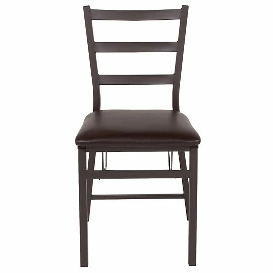 Emma+Oliver Emma and Oliver 2 Pack Ladder Back Metal Folding Chair with Brown Vinyl Seat Emma+Oliver Emma And Oliver 2 Pack Ladder Back Metal Folding Chair With Brown Vinyl Seat -Emma+Oliver shop unnamed file 5377