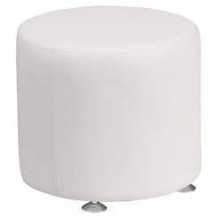 Emma+Oliver Emma And Oliver Black LeatherSoft 18" Round Ottoman Melrose White -Emma+Oliver shop unnamed file 5392