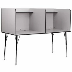 Emma+Oliver Emma And Oliver Stand-Alone Double Study Carrel With Height Adjustable Legs - Nebula Grey Finish 5 Emma+Oliver Emma And Oliver Stand-Alone Double Study Carrel With Height Adjustable Legs - Nebula Grey Finish -Emma+Oliver shop unnamed file 5398