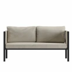 Emma+Oliver Emma And Oliver Adelina Indoor Outdoor Patio Loveseat Black Steel Framed Lounger With Beige Cushions And 2 Storage Pockets Light Gray -Emma+Oliver shop unnamed file 5455