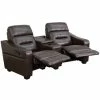 Emma+Oliver Emma And Oliver Brown LeatherSoft 2-Seat Reclining Theater Unit-Cup Holders