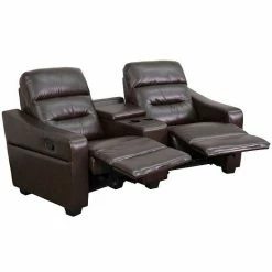 Emma+Oliver Emma And Oliver Brown LeatherSoft 2-Seat Reclining Theater Unit-Cup Holders -Emma+Oliver shop unnamed file 5479