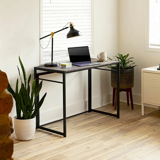 Emma+Oliver Emma And Oliver 40" Rustic Home Office Folding Computer Desk - Laptop Desk 2 Emma+Oliver Emma And Oliver 40" Rustic Home Office Folding Computer Desk - Laptop Desk - Image 2