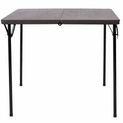 Emma+Oliver Emma And Oliver 2.83-Foot Square Bi-Fold Brown Wood Grain Plastic Folding Table With Handle Dark Gray -Emma+Oliver shop unnamed file 549