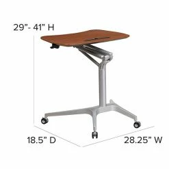 Emma+Oliver Emma And Oliver Mobile Sit-Down, Stand-Up Mahogany Computer Ergonomic Desk -Emma+Oliver shop unnamed file 5497