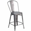 Emma+Oliver Emma And Oliver 24"H Clear Coated Indoor Counter Height Stool With Back