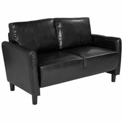 Emma+Oliver Emma And Oliver Living Room Loveseat Couch With Rounded Arms In Black LeatherSoft -Emma+Oliver shop unnamed file 5511