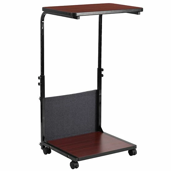 Emma+Oliver Emma And Oliver Mobile Sit-Down/Stand-Up Mahogany Computer Ergonomic Desk W/ Removable Pouch 1 Emma+Oliver Emma And Oliver Mobile Sit-Down/Stand-Up Mahogany Computer Ergonomic Desk W/ Removable Pouch