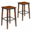 Emma+Oliver Emma And Oliver 2 Pack Commercial Grade Rustic Walnut Industrial Style Backless Wood Barstool