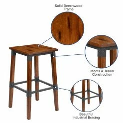 Emma+Oliver Emma And Oliver 2 Pack Commercial Grade Rustic Walnut Industrial Style Backless Wood Barstool -Emma+Oliver shop unnamed file 5519