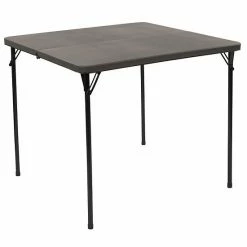 Emma+Oliver Emma And Oliver 2.83-Foot Square Bi-Fold Brown Wood Grain Plastic Folding Table With Handle Dark Gray -Emma+Oliver shop unnamed file 552