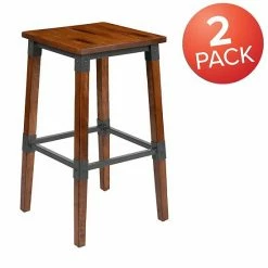 Emma+Oliver Emma And Oliver 2 Pack Commercial Grade Rustic Walnut Industrial Style Backless Wood Barstool -Emma+Oliver shop unnamed file 5521