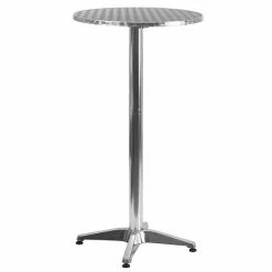 Emma+Oliver Emma And Oliver 23.25" Round Aluminum Indoor-Outdoor Bar Height Table With Flip-Up Table