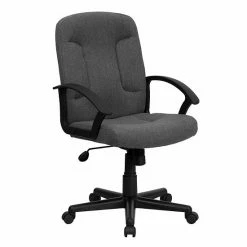 Emma+Oliver Emma And Oliver Mid-Back Gray Fabric Executive Swivel Office Chair With Nylon Arms