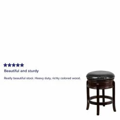 Emma+Oliver Emma And Oliver 24"H Backless Cappuccino Wood Swivel Counter Stool - Carved Apron -Emma+Oliver shop unnamed file 5534