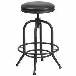 Emma+Oliver Emma And Oliver 30" Barstool With Swivel Lift Black LeatherSoft Seat
