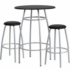 Emma+Oliver Emma And Oliver Bar Height Table Set With Padded Stools