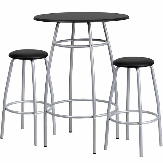 Emma+Oliver Emma And Oliver Bar Height Table Set With Padded Stools 1 Emma+Oliver Emma And Oliver Bar Height Table Set With Padded Stools