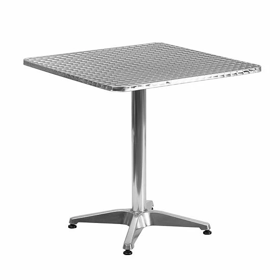Emma+Oliver Emma And Oliver 27.5" Square Aluminum Table Set With 2 Slat Back Chairs 4 Emma+Oliver Emma And Oliver 27.5" Square Aluminum Table Set With 2 Slat Back Chairs - Image 4