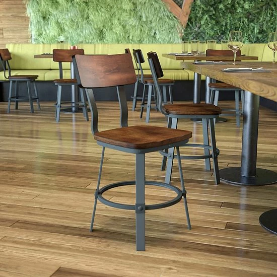 Emma+Oliver Emma And Oliver Rustic Walnut Dining Chair With Wood Back/Seat & Gray Metal Frame 2 Emma+Oliver Emma And Oliver Rustic Walnut Dining Chair With Wood Back/Seat & Gray Metal Frame - Image 2