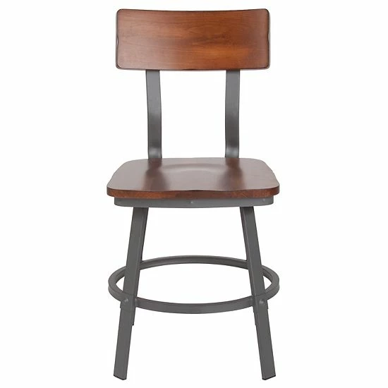 Emma+Oliver Emma And Oliver Rustic Walnut Dining Chair With Wood Back/Seat & Gray Metal Frame 4 Emma+Oliver Emma And Oliver Rustic Walnut Dining Chair With Wood Back/Seat & Gray Metal Frame - Image 4