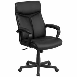 Emma+Oliver Emma And Oliver High Back Black LeatherSoft/Mesh Accent Swivel Office Chair With Arms