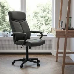 Alternative view of Emma+Oliver Emma And Oliver High Back Black LeatherSoft/Mesh Accent Swivel Office Chair With Arms