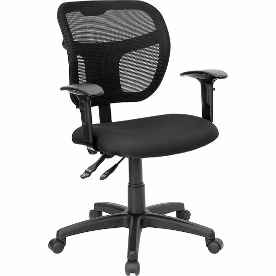 Emma+Oliver Emma And Oliver Mid-Back Black Mesh Swivel Task Office Chair, Back Height Adjustable 1 Emma+Oliver Emma And Oliver Mid-Back Black Mesh Swivel Task Office Chair, Back Height Adjustable